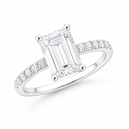 Sterling Silver 1 ct Emerald Moissanite VVS1 Solitaire Wedding Engagement Ring