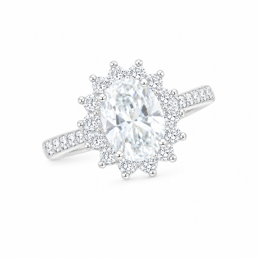 Sterling Silver 1 ct Oval Moissanite VVS1 Halo Wedding Engagement Ring