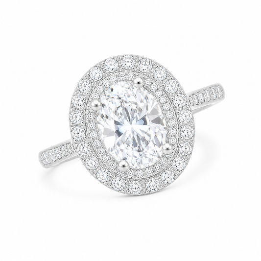 Sterling Silver 2 ct Oval Moissanite VVS1 Solitaire Wedding Engagement Ring