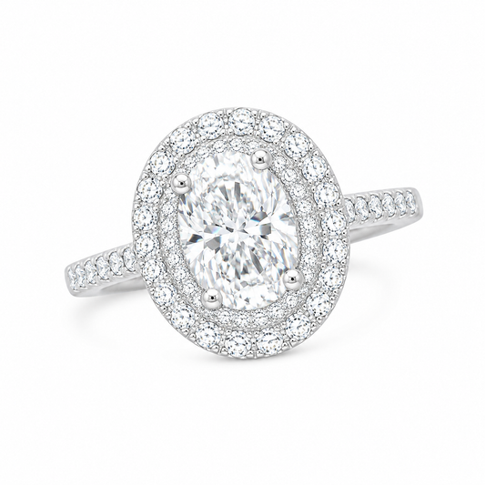Sterling Silver 3 ct Oval Moissanite VVS1 Solitaire Wedding Engagement Ring