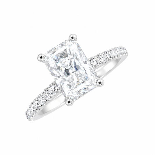 Sterling Silver 1 ct Radiant Moissanite VVS1 Petite Wedding Engagement Ring