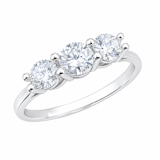 Sterling Silver 0.9 ct Round Moissanite VVS1 Triple Wedding Engagement Ring