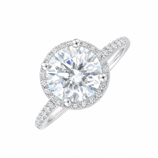 Sterling Silver 1 ct Round Moissanite VVS1 Halo Wedding Engagement Ring