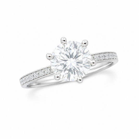 Sterling Silver 1 ct Round Moissanite VVS1 Solitaire Wedding Engagement Ring