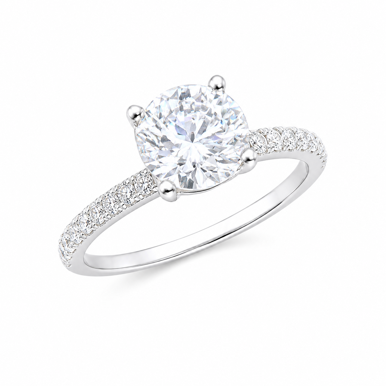 Sterling Silver 1 ct Round Moissanite VVS1 Petite Wedding Engagement Ring