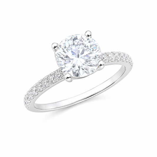 Sterling Silver 1 ct Round Moissanite VVS1 Petite Wedding Engagement Ring
