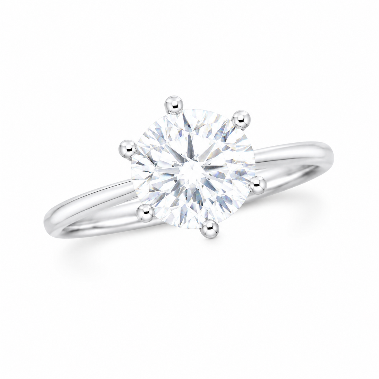 Sterling Silver 1 ct Round Moissanite VVS1 Solitaire Wedding Engagement Ring