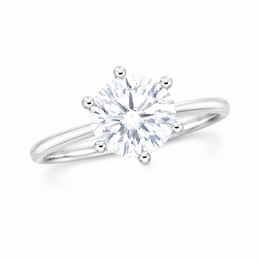 Sterling Silver 1 ct Round Moissanite VVS1 Solitaire Wedding Engagement Ring