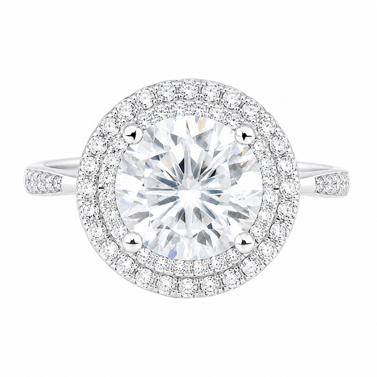 Sterling Silver 1 ct Round Moissanite VVS1 Halo Wedding Engagement Ring