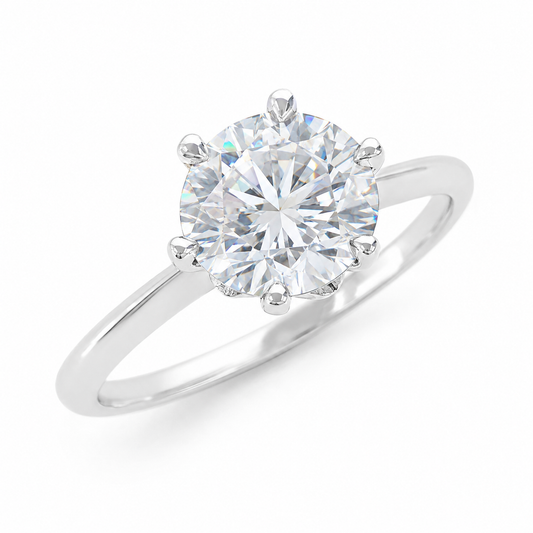 Sterling Silver 1 ct Round Moissanite VVS1 Solitaire Wedding Engagement Ring