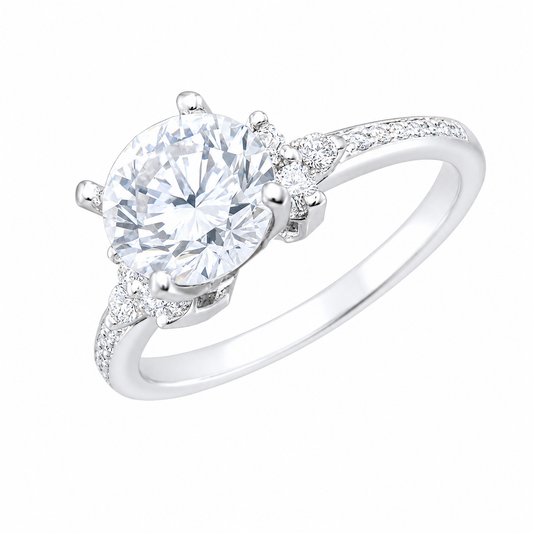 Sterling Silver 1 ct Round Moissanite VVS1 Flower Wedding Engagement Ring