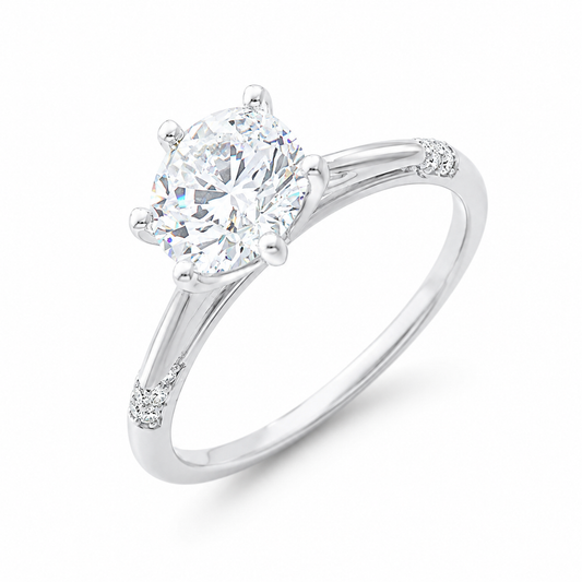 Sterling Silver 1 ct Round Moissanite VVS1 Solitaire Wedding Engagement Ring