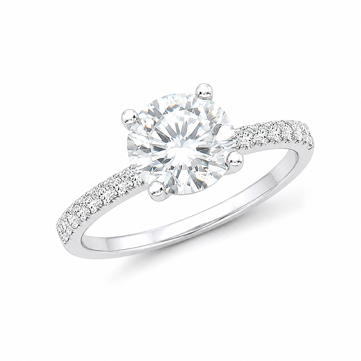 Sterling Silver 1 ct Round Moissanite VVS1 Solitaire Wedding Engagement Ring