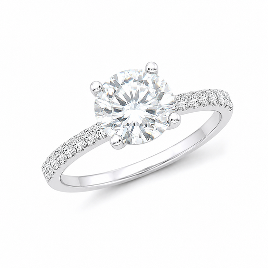 Sterling Silver 1 ct Round Moissanite VVS1 Solitaire Wedding Engagement Ring