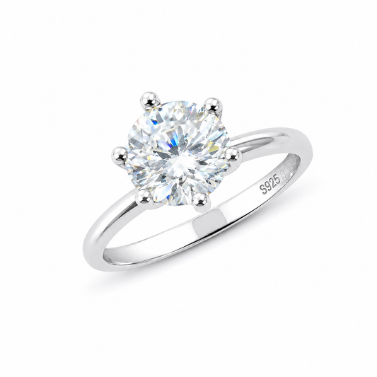 Sterling Silver 1 ct Round Moissanite VVS1 Solitaire Wedding Engagement Ring