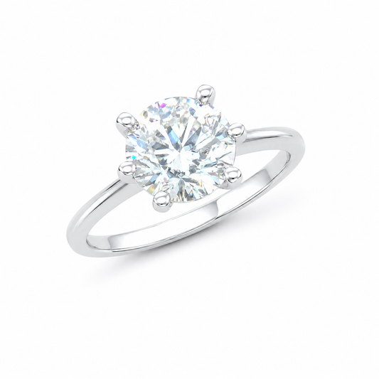 Sterling Silver 1 ct Round Moissanite VVS1 Solitaire Wedding Engagement Ring