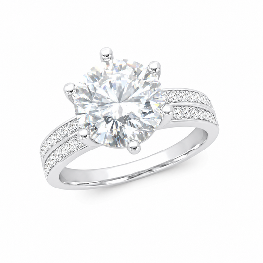 Sterling Silver 2 ct Round Moissanite VVS1 Solitaire Wedding Engagement Ring