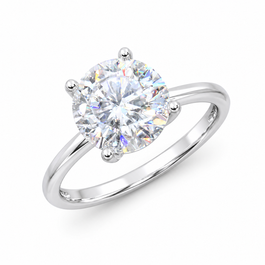 Sterling Silver 2 ct Round Moissanite VVS1 Solitaire Wedding Engagement Ring