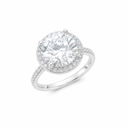 Sterling Silver 2 ct Round Moissanite VVS1 Solitaire Wedding Engagement Ring