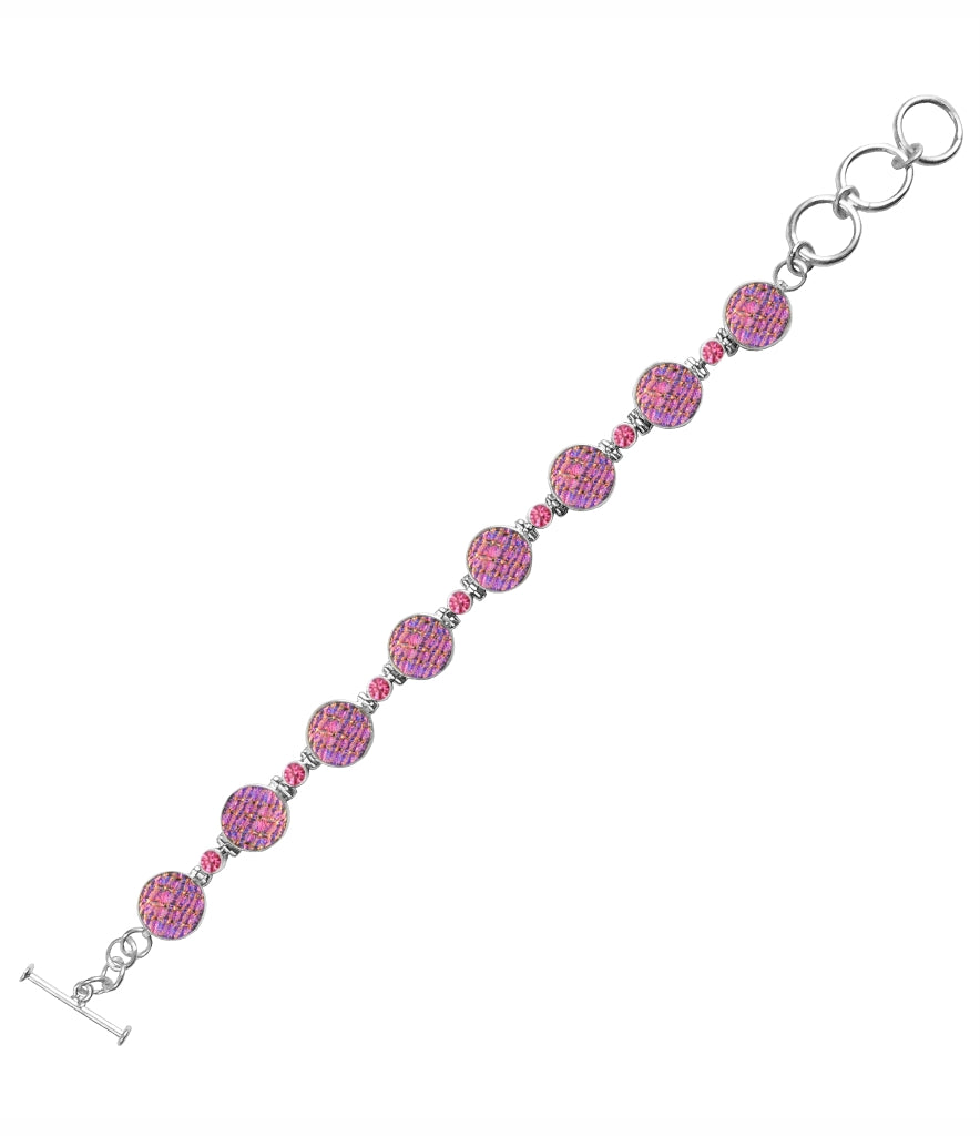 Sterling Silver Dichroic Glass Handmade Bracelet 8" Toggle Clasp