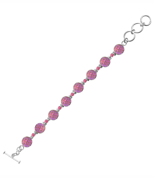 Sterling Silver Dichroic Glass Handmade Bracelet 8" Toggle Clasp