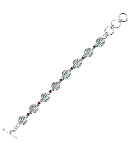 Sterling Silver Dichroic Glass Handmade Bracelet 8" Toggle Clasp