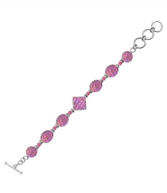 Sterling Silver Dichroic Glass Handmade Bracelet 8" Toggle Clasp