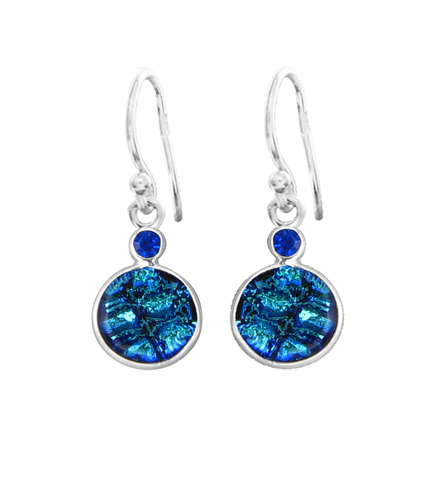 Sterling Silver Dichroic Glass Handmade Hook Earrings