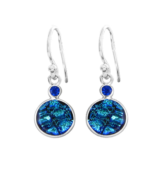 Sterling Silver Dichroic Glass Handmade Hook Earrings