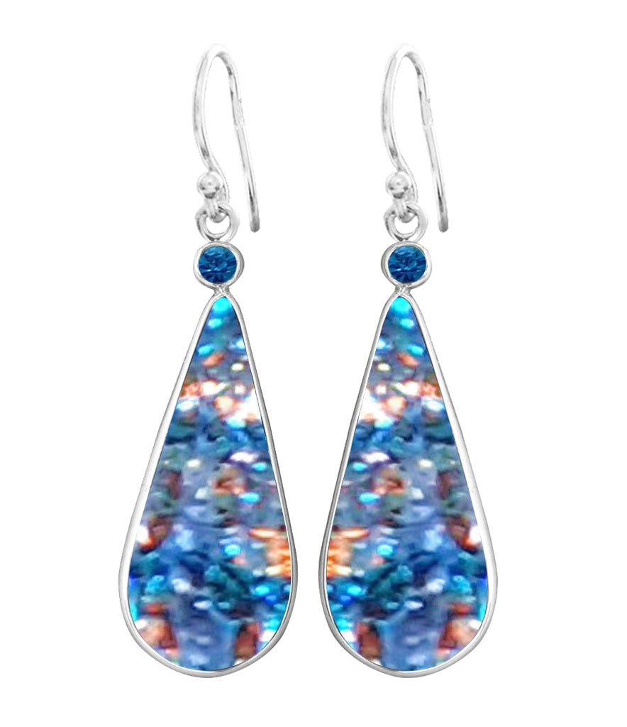 Sterling Silver Dichroic Glass Handmade Hook Earrings