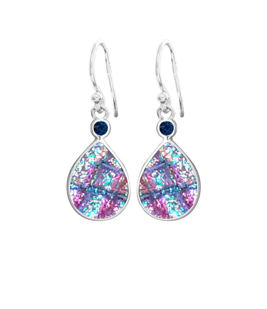 Sterling Silver Dichroic Glass Handmade Hook Earrings