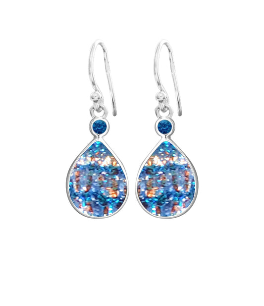 Sterling Silver Dichroic Glass Handmade Hook Earrings