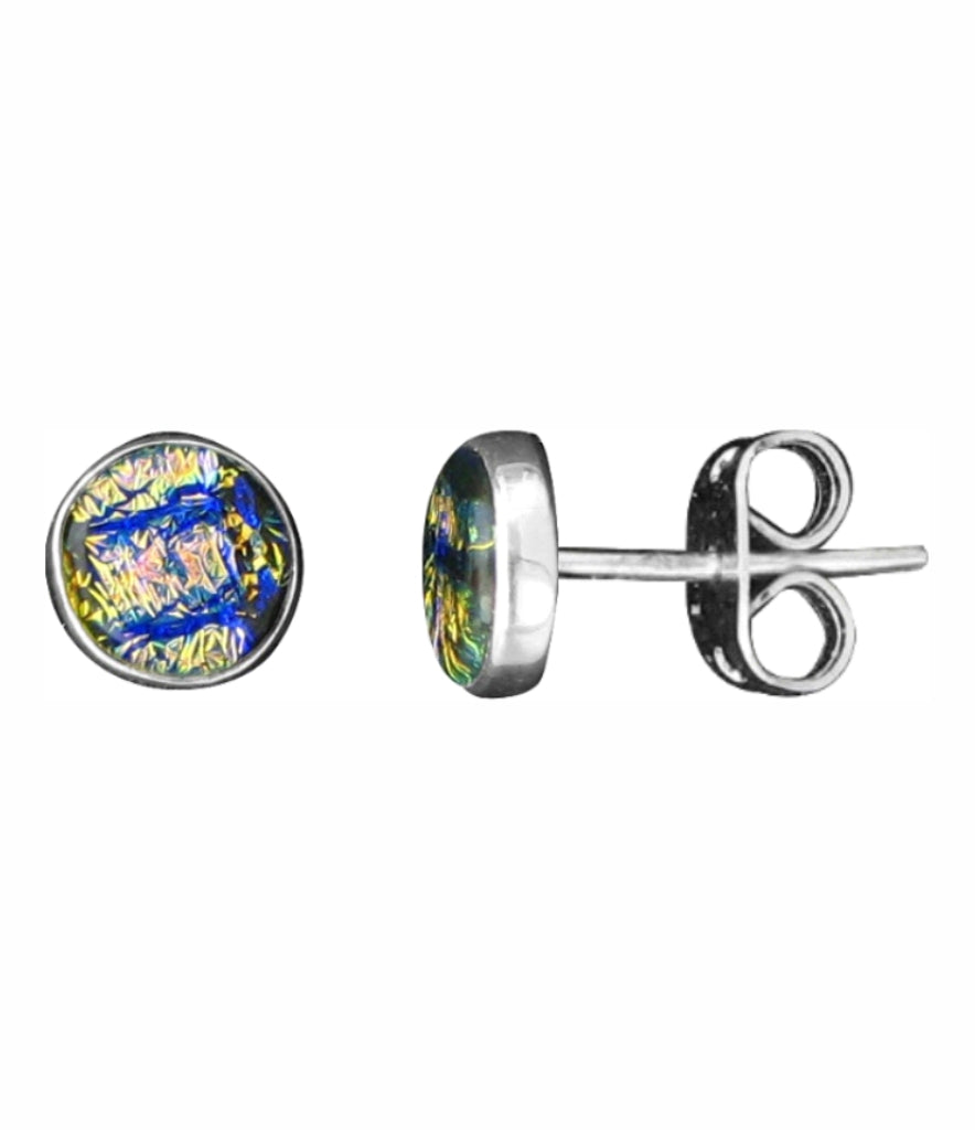 Sterling Silver Dichroic Glass Handmade Hook Earrings