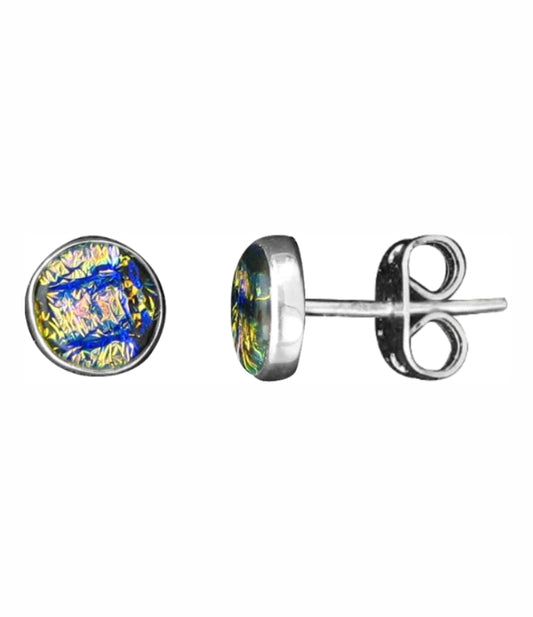 Sterling Silver Dichroic Glass Handmade Hook Earrings
