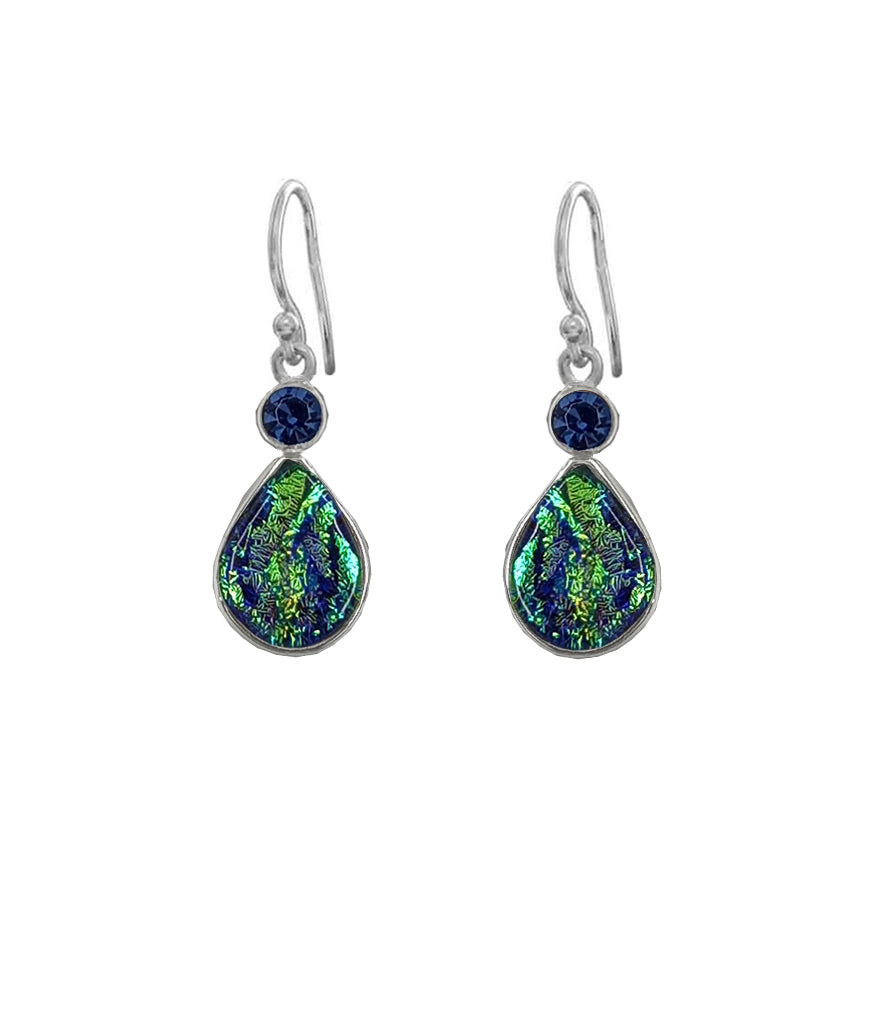 Sterling Silver Dichroic Glass Handmade Hook Earrings