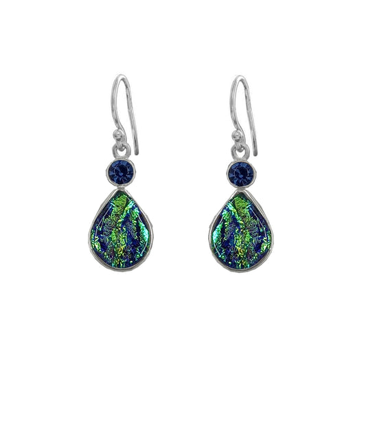 Sterling Silver Dichroic Glass Handmade Hook Earrings
