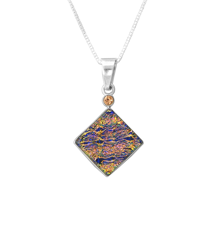 Sterling Silver Dichroic Glass Handmade Hook Pendant (No Chain)