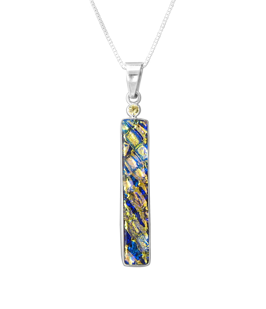 Sterling Silver Dichroic Glass Handmade Hook Pendant (No Chain)