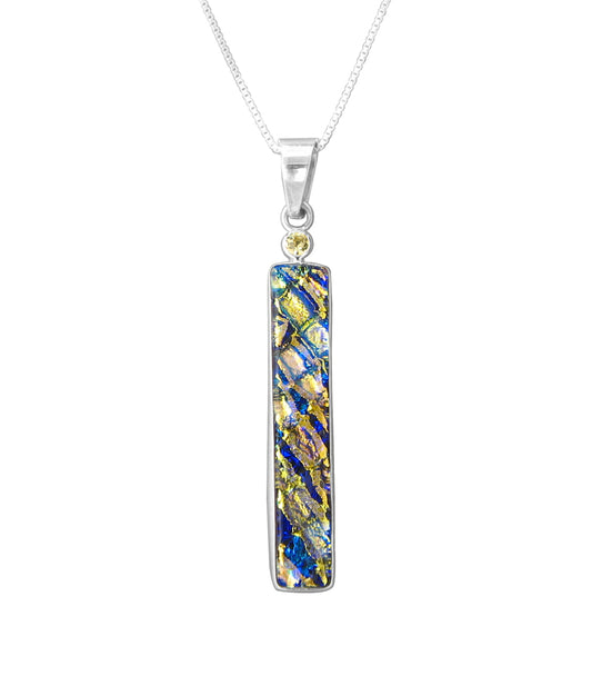 Sterling Silver Dichroic Glass Handmade Hook Pendant (No Chain)