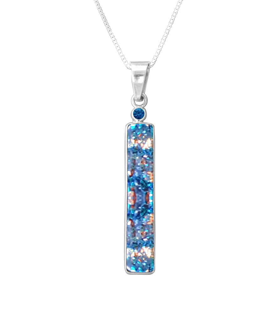 Sterling Silver Dichroic Glass Handmade Hook Pendant (No Chain)