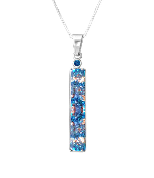 Sterling Silver Dichroic Glass Handmade Hook Pendant (No Chain)