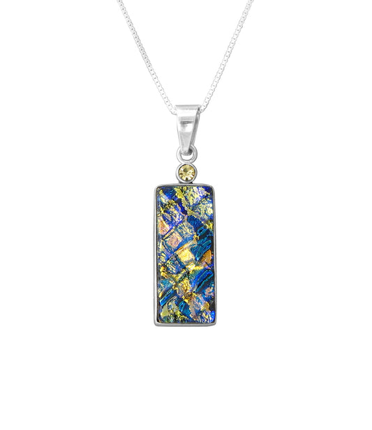 Sterling Silver Dichroic Glass Handmade Hook Pendant (No Chain)