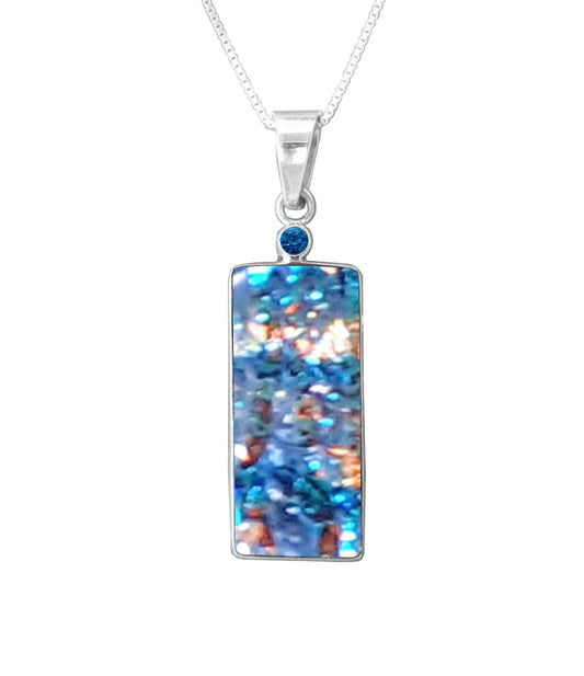 Sterling Silver Dichroic Glass Handmade Hook Pendant (No Chain)