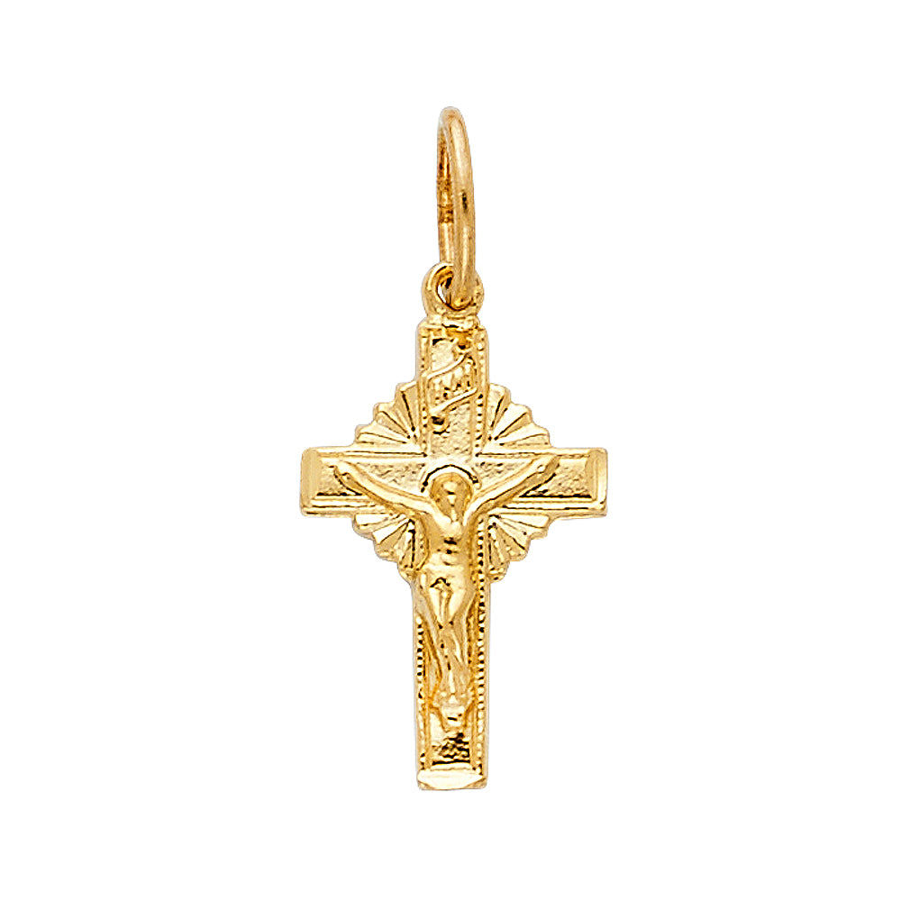 14k Yellow Gold Durable Cross Radiant Lightweight Crucifix Pendant Charm