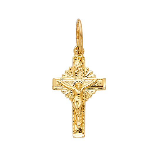 14k Yellow Gold Durable Cross Radiant Lightweight Crucifix Pendant Charm