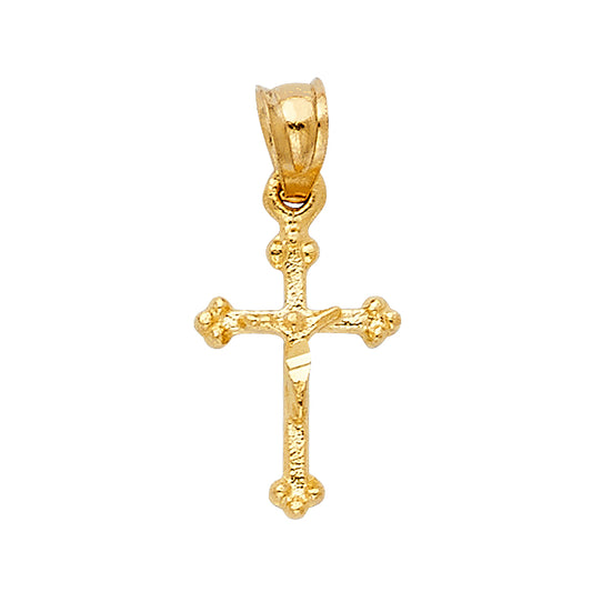 14k Yellow Gold Crucifix Present 1st Cross Pendant Charm Religious
