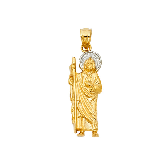 14k Two-Color Gold Holy Moses with Staff Pendant Red Sea Christianity Charm