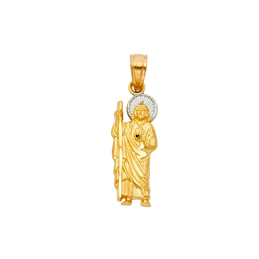 14k Two-Color Gold Moses with Rod Pendant Egypt Faith Bible Jewish Charm