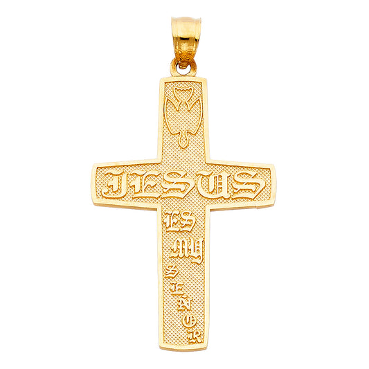 14k Yellow Gold Jesus Is My Lord Cross Jesús Es Mi Señor Cruz Pendant Charm
