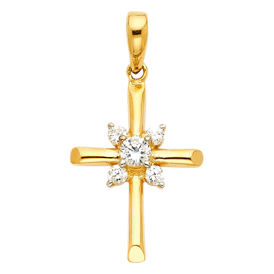 14k Yellow Gold Resurrection Promise Radiant Life Cross Pendant Bright Charm